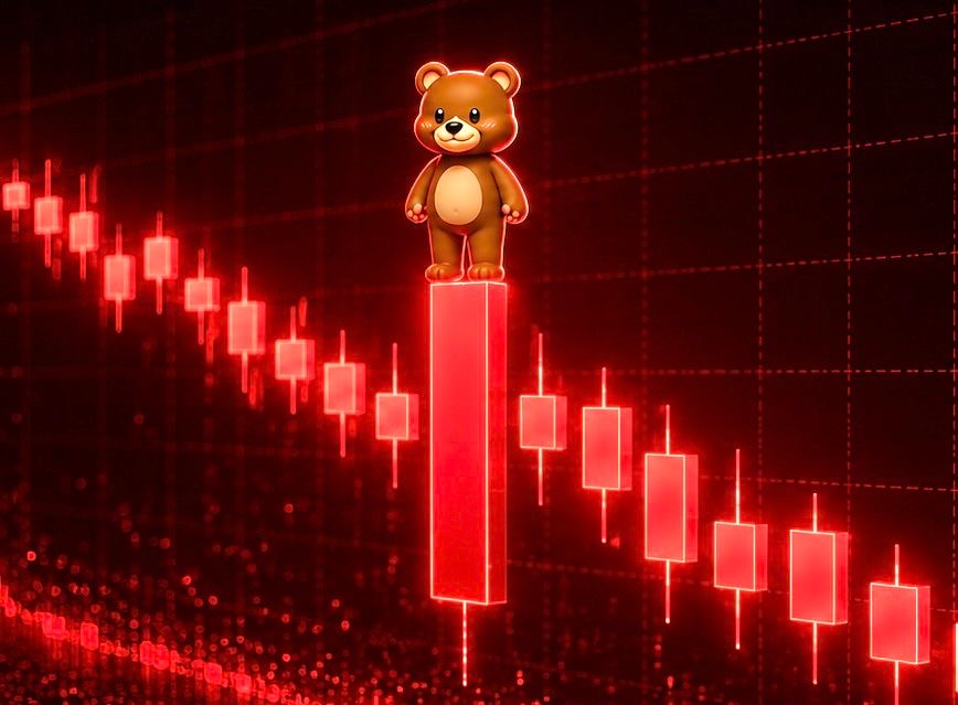 Bear on red candles